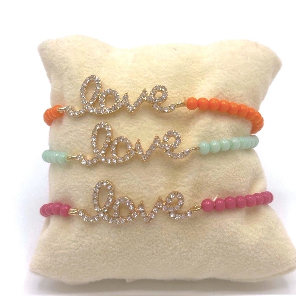 Love‎ Dainty Bead Stretch Bracelet Trio
